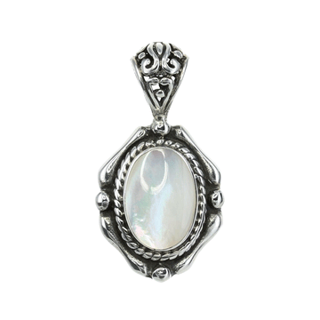 Mother of Pearl Oval Pendant with Vintage Detail