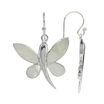 Mother of Pearl Butterfly Earrings in Sterling Silver