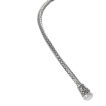 Woven Bali Freshwater Pearl Collar in Sterling Silver