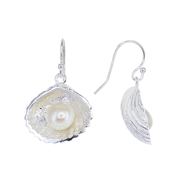 Freshwater Pearl Earrings with Sterling Silver Clam Shell