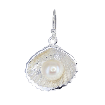 Freshwater Pearl Earrings with Sterling Silver Clam Shell