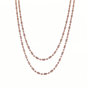 Italian 35" Moon Cut Bead Necklace in Rose Vermeil