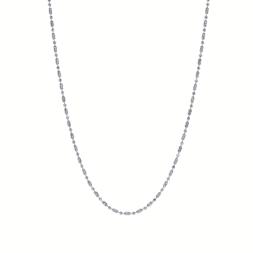 Italian 35" Moon Cut Bead Necklace in Rhodium Vermeil