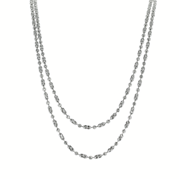 Italian 35" Moon Cut Bead Necklace in Rhodium Vermeil