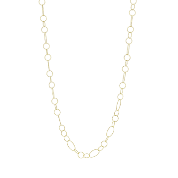 Italian 35" Diamond-Cut Open Link Necklace in Gold Vermeil