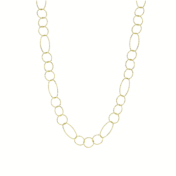 Italian 35" Diamond-Cut Open Link Necklace in Gold Vermeil