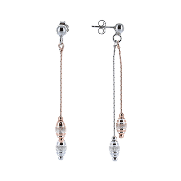 Private Collection Silver & Rose Gold Textured Bead Earrings