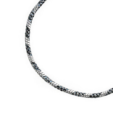 Italian Sterling Silver Black and White Snake Bracelet