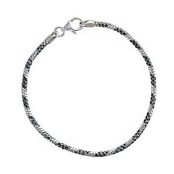 Italian Sterling Silver Black and White Snake Bracelet