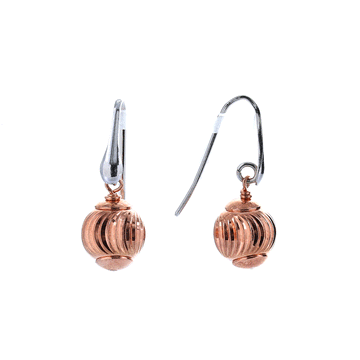 Fancy-Cut Italian Rose Gold Ball Drop Earrings