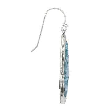 Roman Glass Slim Teardrop Earrings in Sterling Silver