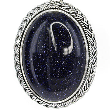 "Eclipse" Dark Sunstone Oval Pendant with Sterling Filigree