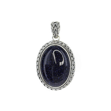 "Eclipse" Dark Sunstone Oval Pendant with Sterling Filigree