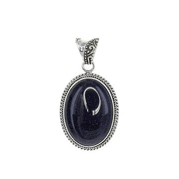 "Eclipse" Dark Sunstone Rounded Pendant in Sterling