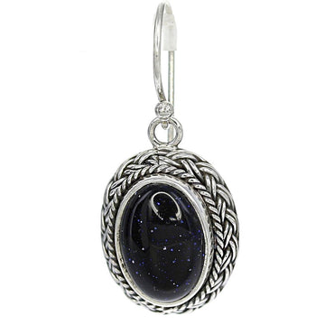 "Eclipse" Dark Sunstone Oval Earrings with Sterling Filigree