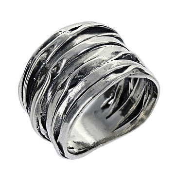 Hammered Sterling Silver Ring in "Stacked" Look