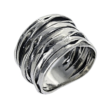 Hammered Sterling Silver Ring in "Stacked" Look