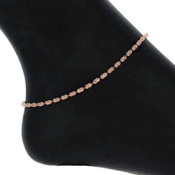 Sterling Silver Moon Cut Bead Anklet in Rose Vermeil