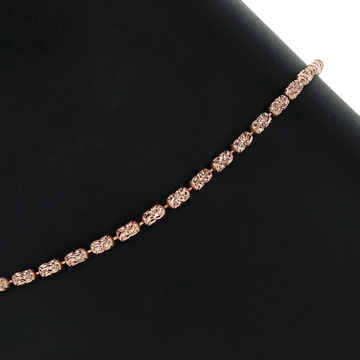 Sterling Silver Moon Cut Bead Anklet in Rose Vermeil